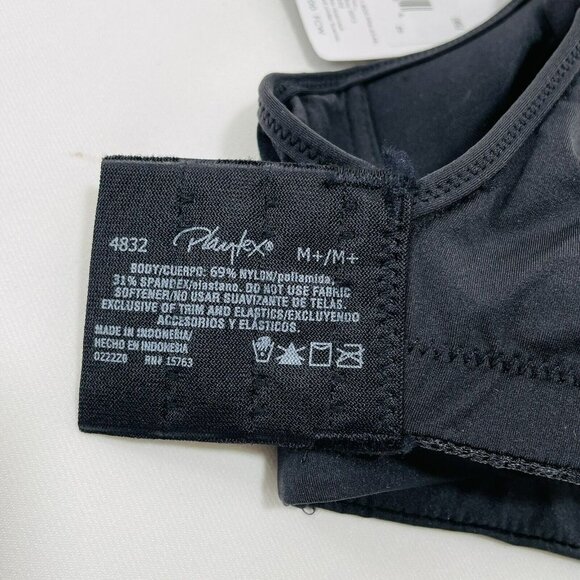 Playtex Bra Wireless Ultra Soft Wire Free Size M Black Comfort Full Coverage New - Picture 9 of 12
